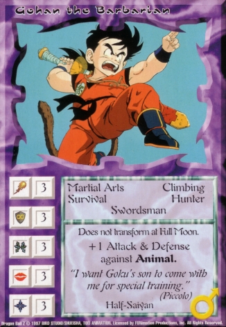 Scan of 'Gohan the Barbarian' Ani-Mayhem card