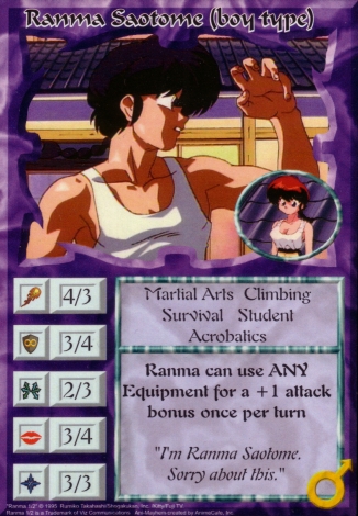 Scan of 'Ranma Saotome (boy type)' Ani-Mayhem card