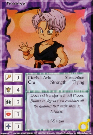 Scan of final 'Trunks' Ani-Mayhem card