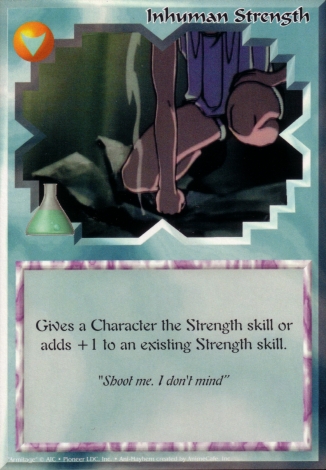 Scan of 'Inhuman Strength' Ani-Mayhem card