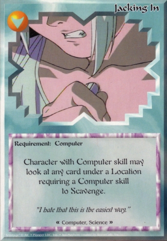 Scan of 'Jacking In' Ani-Mayhem card