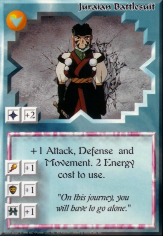 Scan of 'Juraian Battlesuit' Ani-Mayhem card