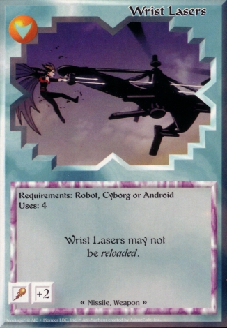 Scan of 'Wrist Lasers' Ani-Mayhem card