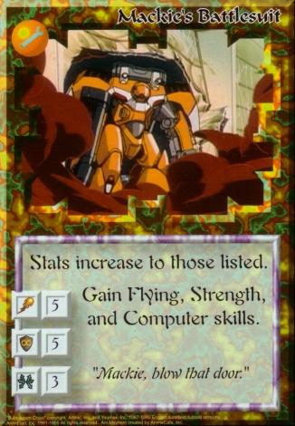 Scan of 'Mackie's Battlesuit' Ani-Mayhem card