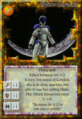 Scan of 'Sylia's Hardsuit' Ani-Mayhem card