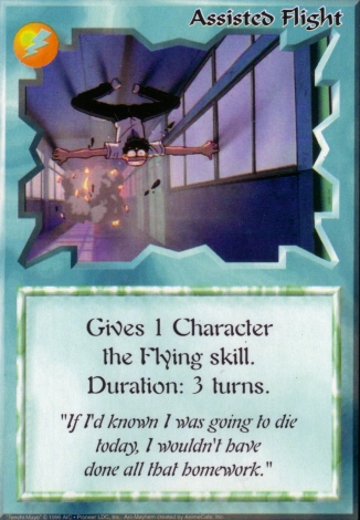 Scan of 'Assisted Flight' Ani-Mayhem card