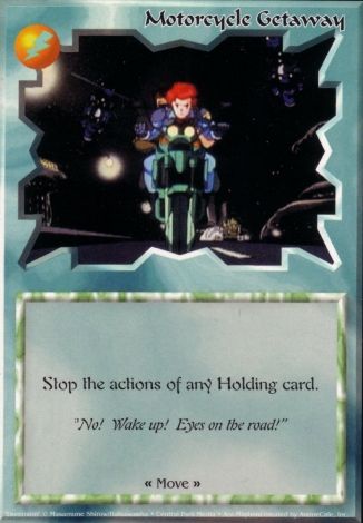 Scan of 'Motorcycle Getaway' Ani-Mayhem card