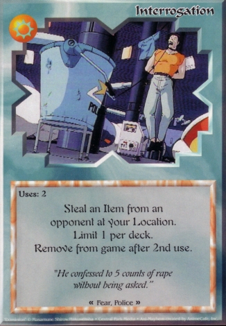 Scan of 'Interrogation' Ani-Mayhem card