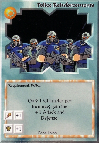 Scan of 'Police Reinforcements' Ani-Mayhem card