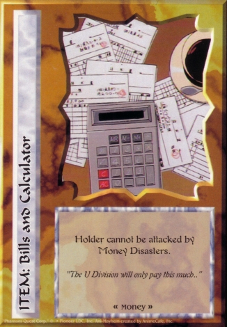 Scan of 'Bills and Calculator' Ani-Mayhem card