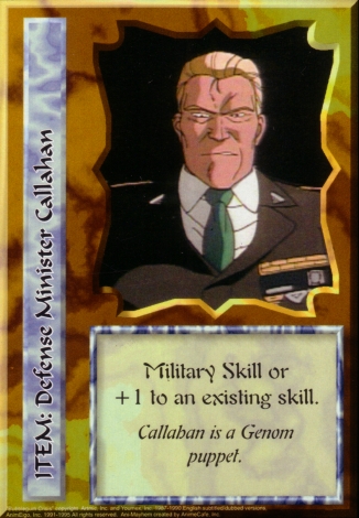 Scan of 'Defense Minister Callahan' Ani-Mayhem card