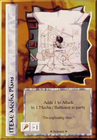 Scan of 'Mecha Plans' Ani-Mayhem card