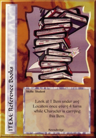Scan of 'Reference Books' Ani-Mayhem card