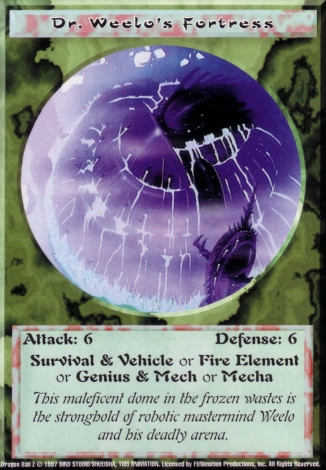 Scan of 'Dr. Weelo's Fortress' Ani-Mayhem card