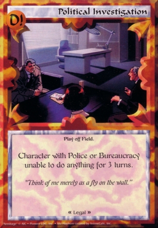 Scan of 'Political Investigation' Ani-Mayhem card