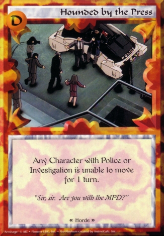 Scan of 'Hounded by the Press' Ani-Mayhem card