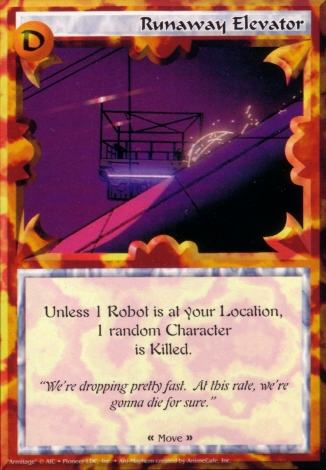 Scan of 'Runaway Elevator' Ani-Mayhem card