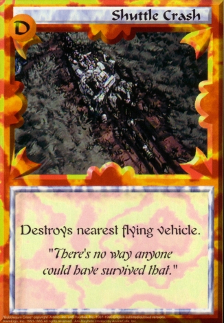 Scan of 'Shuttle Crash' Ani-Mayhem card