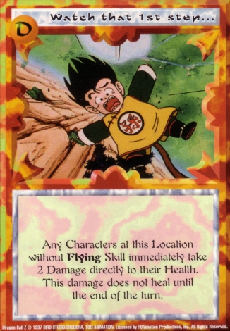 Scan of 'Watch that 1st step...' Ani-Mayhem card