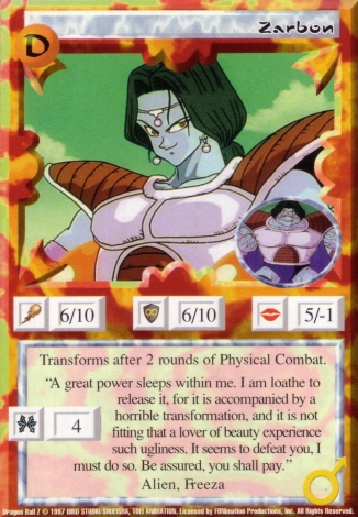 Scan of final 'Zarbon' Ani-Mayhem card