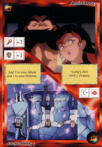 Scan of 'Assistance / I Surrender' Ani-Mayhem card