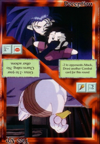 Scan of 'Deception / Tied Up' Ani-Mayhem card