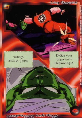 Scan of 'Leg Sweep / Why, you little devil' Ani-Mayhem card