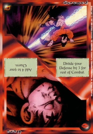 Scan of 'Screwed / Hero' Ani-Mayhem card