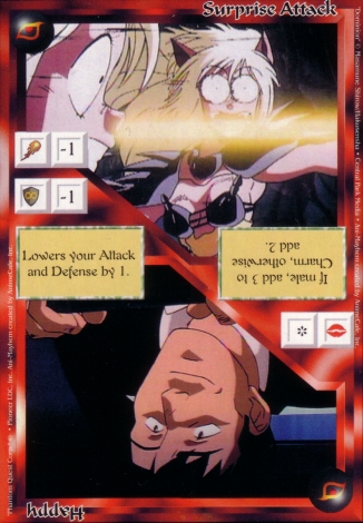 Scan of 'Surprise Attack / Happy' Ani-Mayhem card