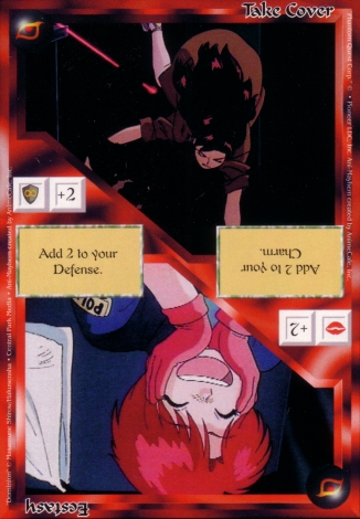 Scan of 'Take Cover / Ecstasy' Ani-Mayhem card