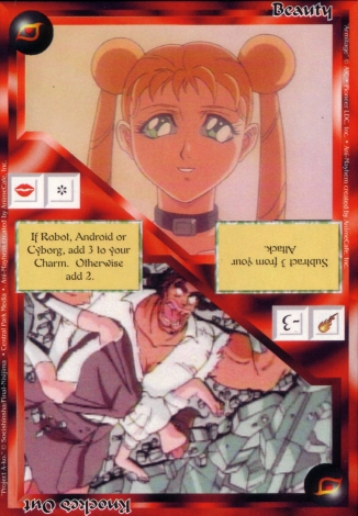 Scan of 'Beauty / Knocked Out' Ani-Mayhem card