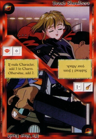Scan of 'Broad Shoulders / It's Your Fault' Ani-Mayhem card