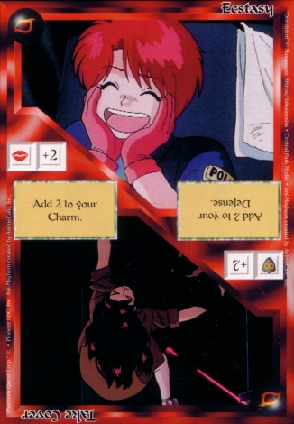 Scan of 'Ecstasy / Take Cover' Ani-Mayhem card