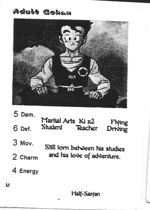 Scan of 'Adult Gohan' playtest card