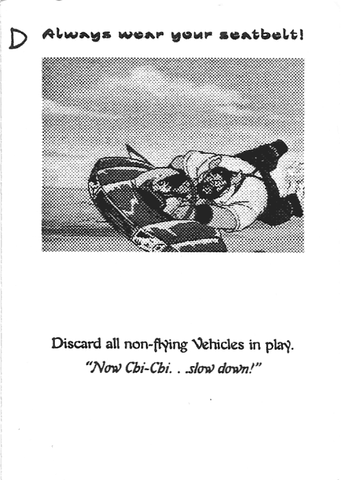 Scan of 'Always wear your seatbelt!' playtest card