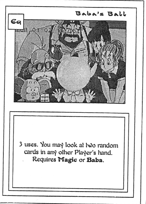 Scan of 'Baba's Ball' playtest card