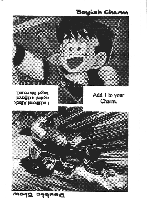 Scan of 'Boyish Charm / Double Blow' playtest card