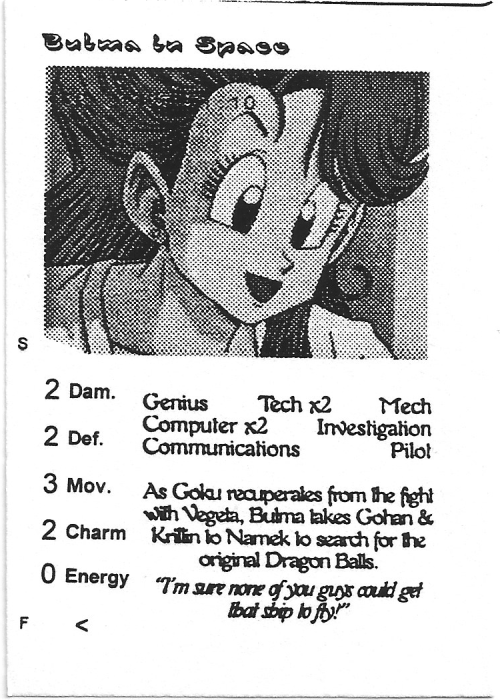 Scan of 'Bulma in Space' playtest card