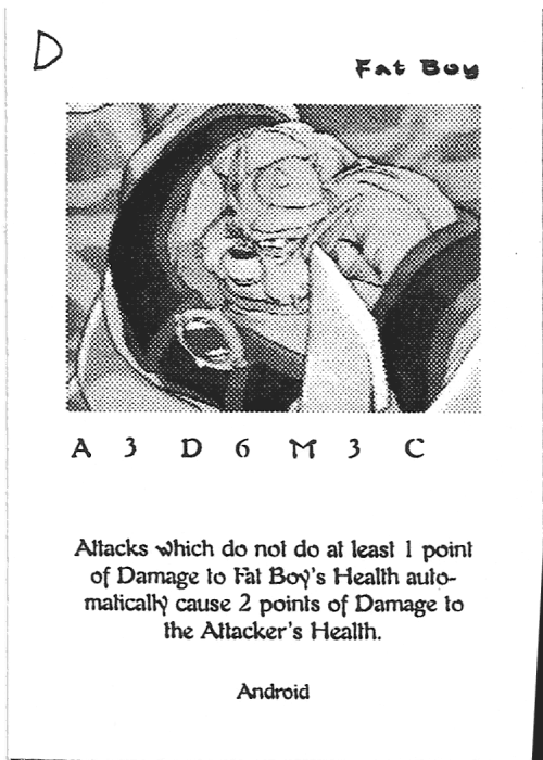 Scan of 'Fat Boy' playtest card