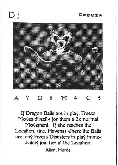 Scan of 'Freeza' playtest card