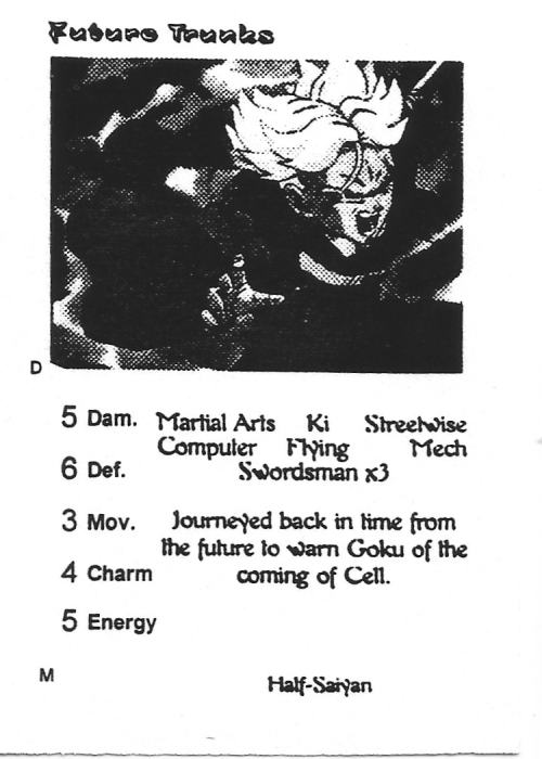 Scan of 'Future Trunks' playtest card