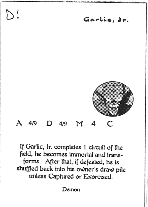 Scan of 'Garlic, Jr.' playtest card