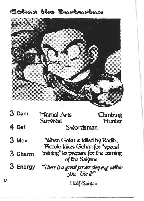 Scan of 'Gohan the Barbarian' playtest card