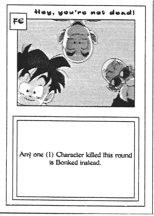 Scan of 'Hey, you're not dead!' playtest card