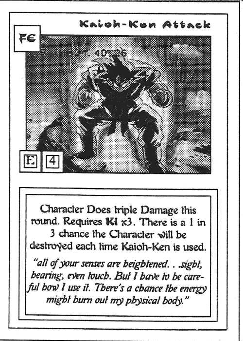 Scan of 'Kaioh-Ken Attack' playtest card