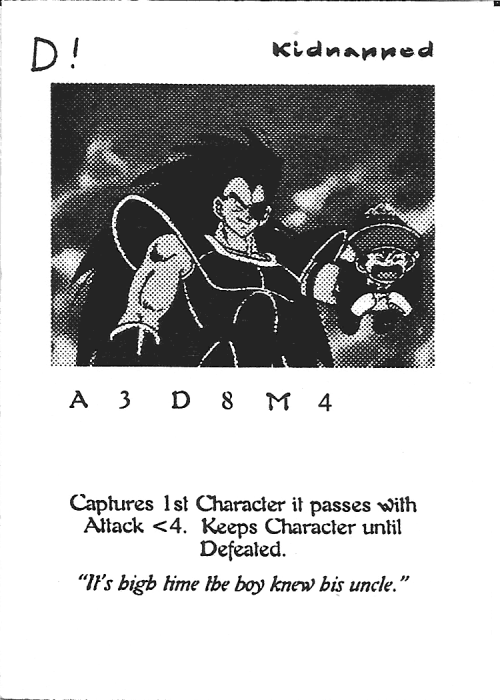 Scan of 'Kidnapped' playtest card