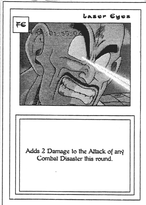 Scan of 'Laser Eyes' playtest card