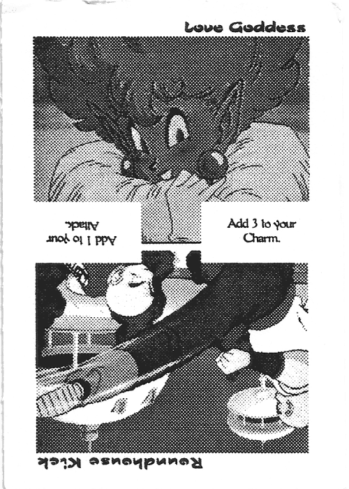 Scan of 'Love Goddess / Roundhouse Kick' playtest card