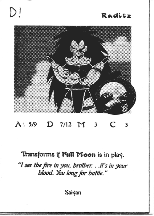 Scan of 'Raditz' playtest card