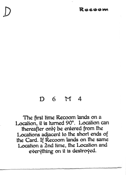 Scan of 'Recoom' playtest card